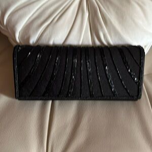 Black clutch evening bag with beading